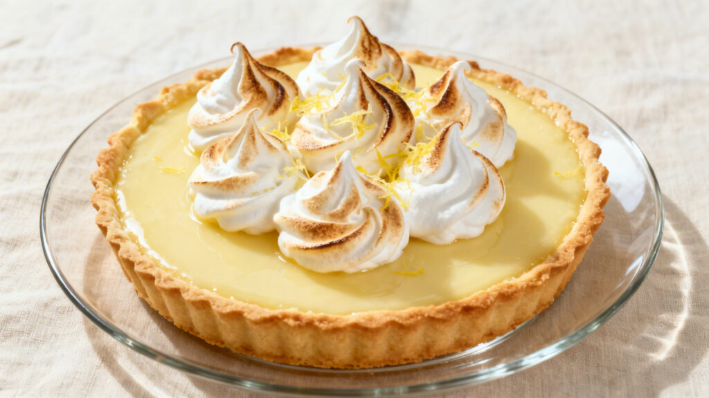 Tarte au citron yuzu, meringue italienne dorée