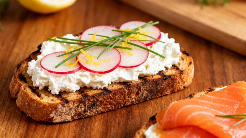 Tartine froide ricotta et radis, déjeuner pas cher