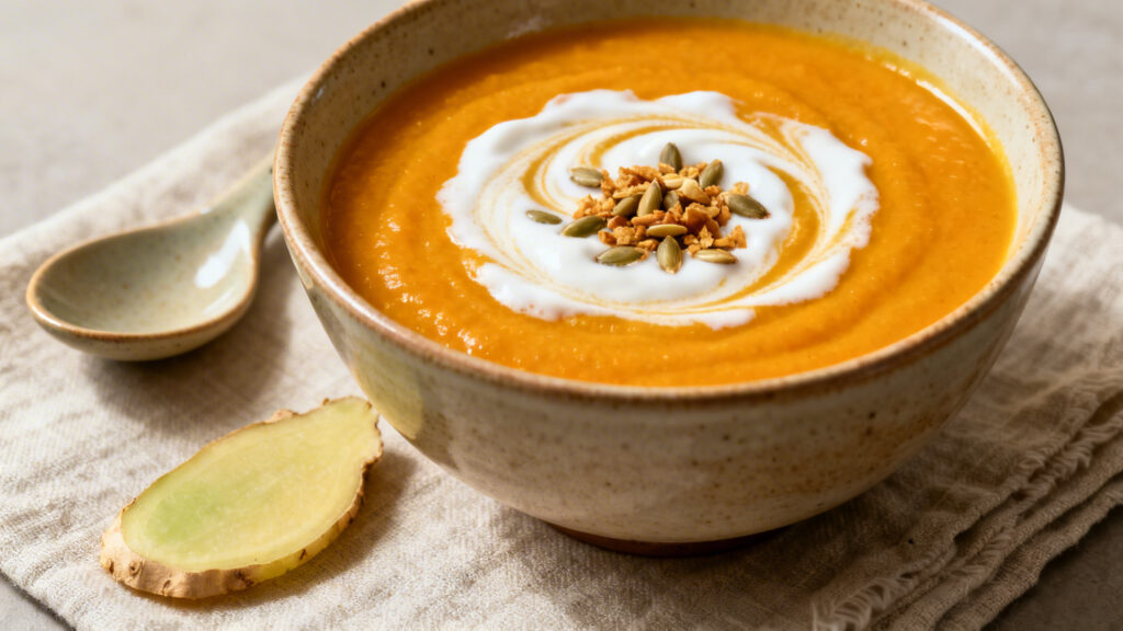 Velouté patate douce, carotte et gingembre