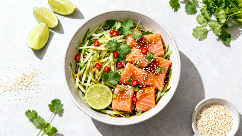 Vinaigrette sésame et citron vert pour saumon