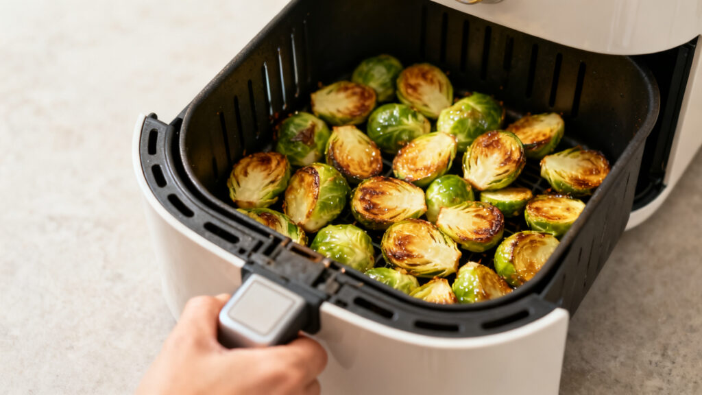 Airfryer choux de Bruxelles 190&nbsp;°C, dorure homogène et texture juteuse