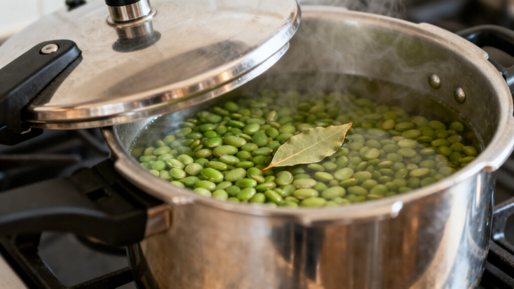 Cuisson pois cassés cocotte-minute avant fermeture
