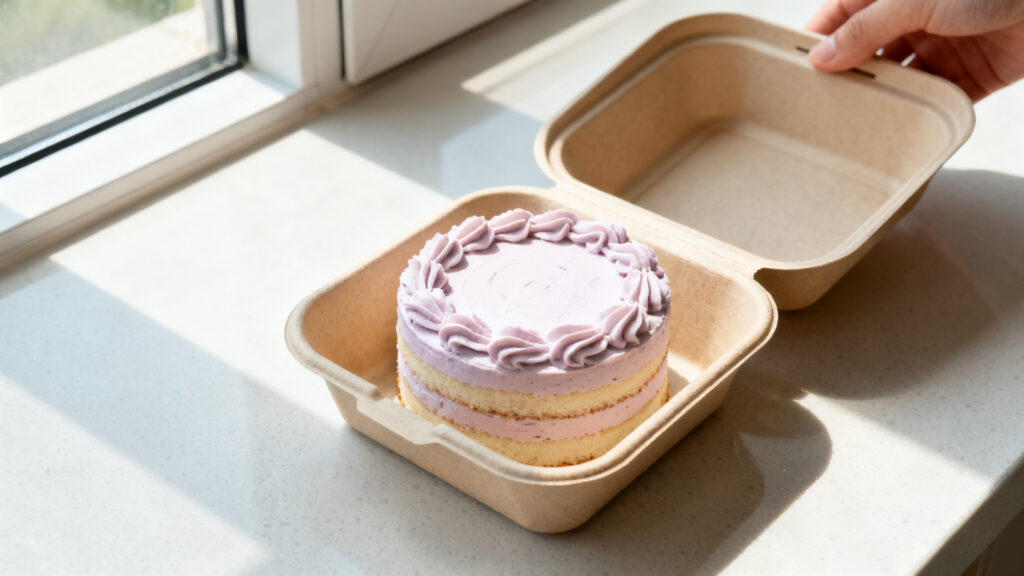 Mini layer cake 2 parts dans une boîte alimentaire bento