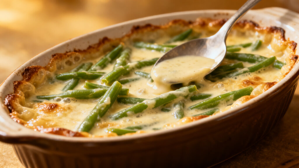 Gratin de haricots verts à la béchamel légère