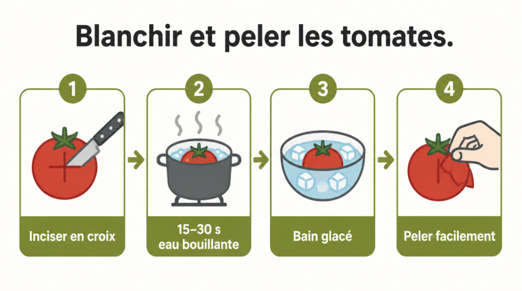 Étapes pour blanchir et peler des tomates facilement