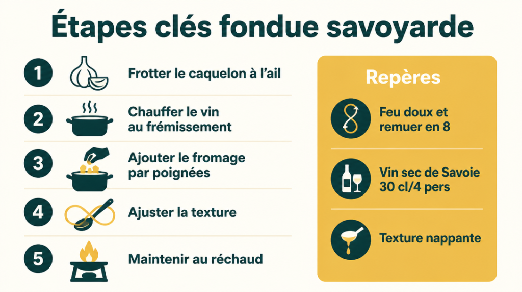Schéma des étapes de préparation et repères de texture