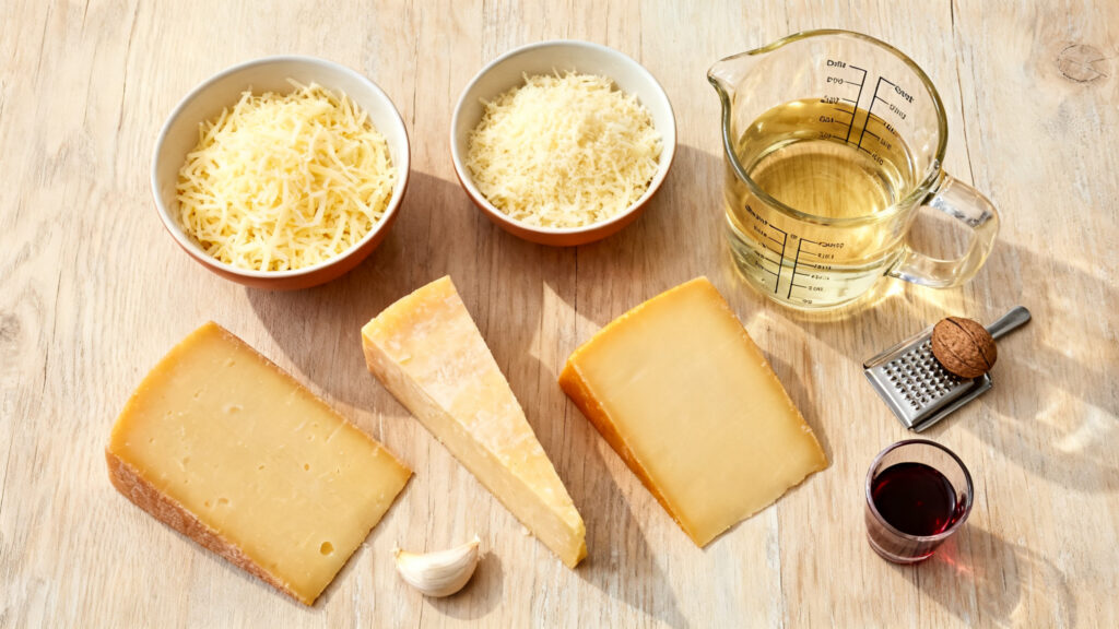 Proportions Beaufort Comté Emmental et vin blanc pour 4
