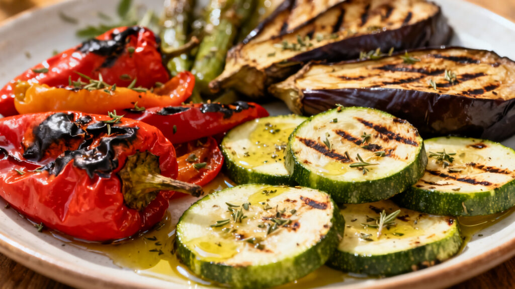 Assortiment de légumes grillés&nbsp;: poivrons, courgettes, aubergines
