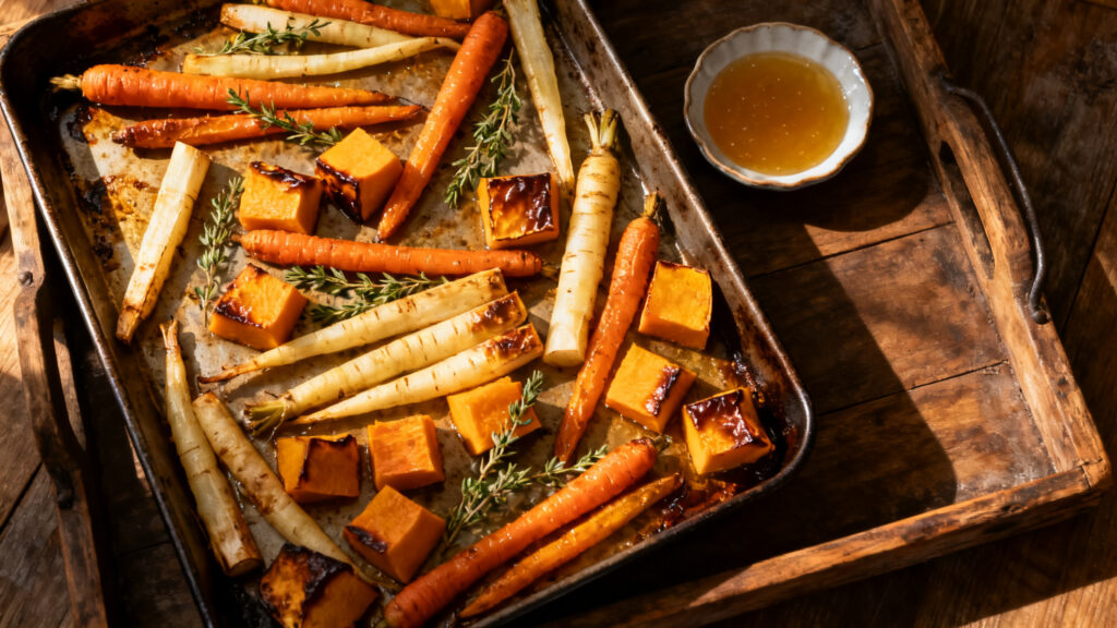 Légumes rôtis carottes panais butternut aux herbes