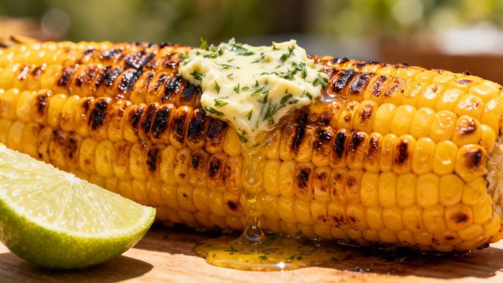 Épis de maïs grillés au beurre aux herbes