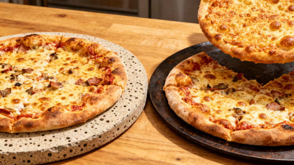 Pierre réfractaire vs acier de cuisson pizza, dessous plus croustillant sur acier