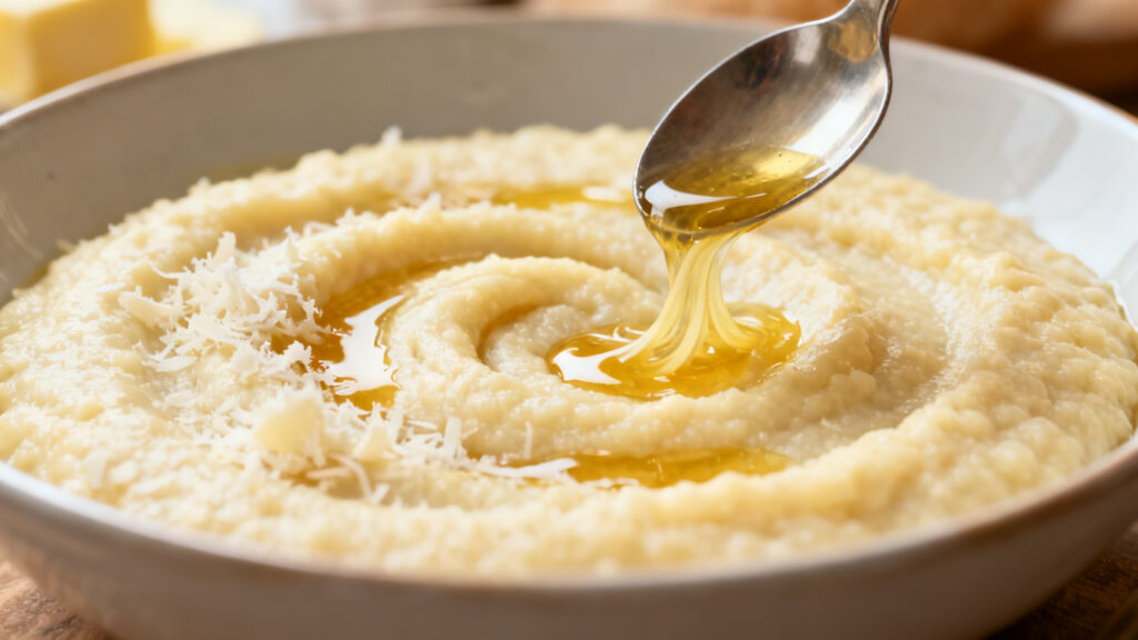 Polenta crémeuse au parmesan, texture nappante