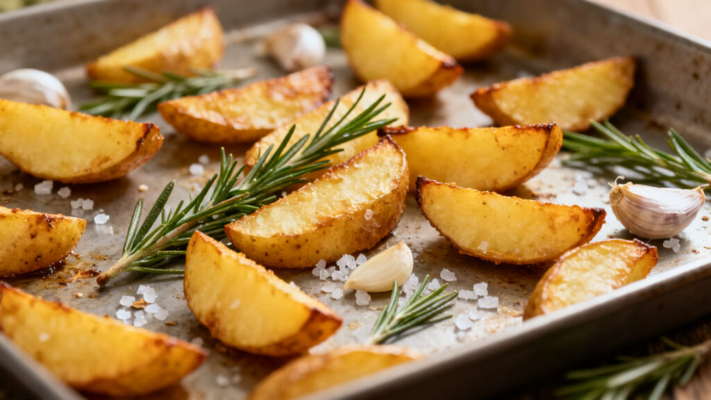 Pommes de terre rôties au four 200 °C, romarin et ail