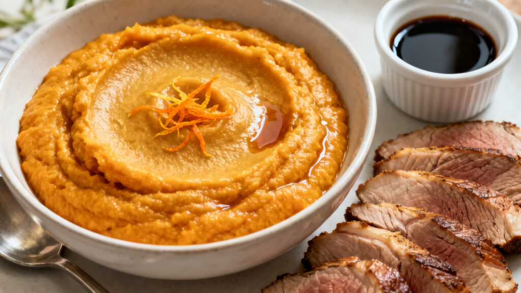 Purée de patate douce onctueuse à l’orange