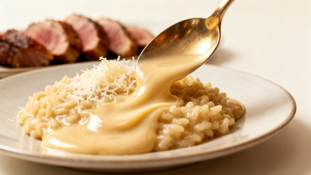 Risotto crémeux au parmesan grain al dente