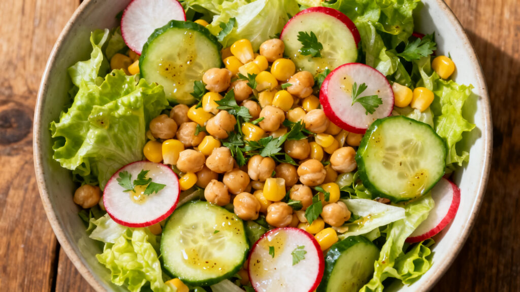 Salade composée croquante, vinaigrette citron moutarde