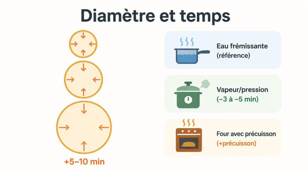 Impact du diamètre sur la durée et la méthode de cuisson