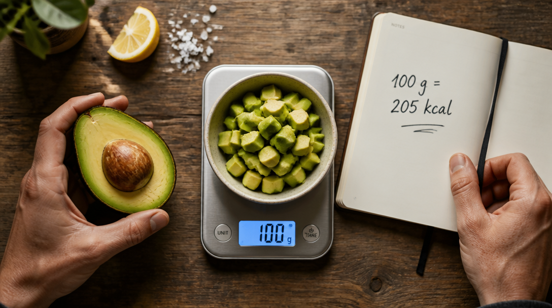 Balance, avocat et repères des calories d'un avocat par portion