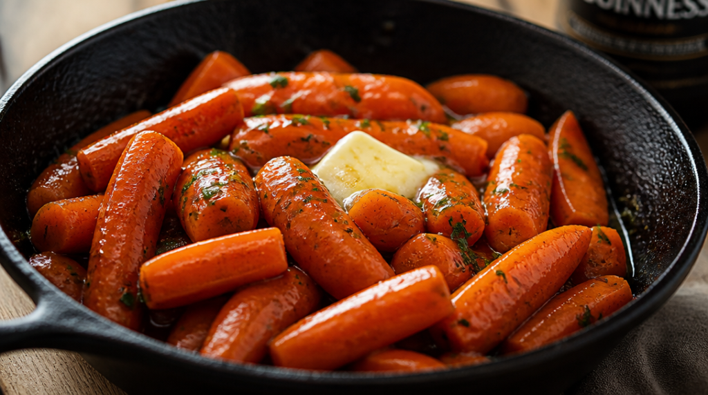 Carottes glacées brillantes au miel et bière brune