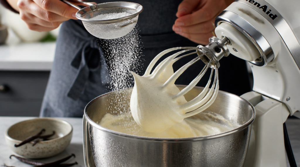 Crème mascarpone montée à consistance bec d’oiseau