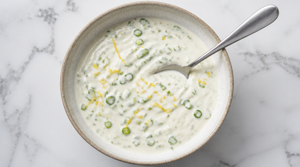 Sauce froide ciboulette et citron, texture onctueuse