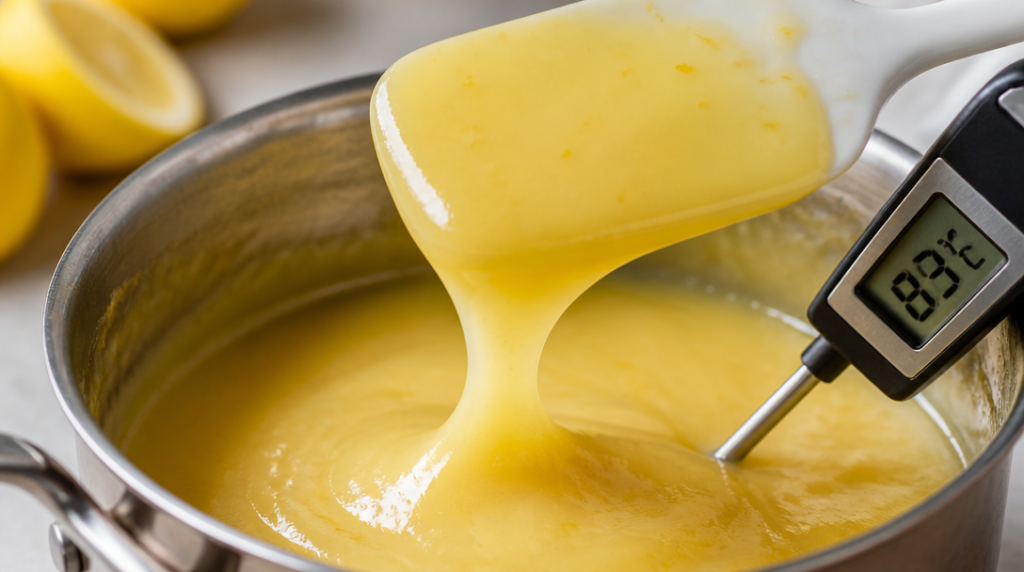 Crème au citron nappante à 83 °C, texture soyeuse