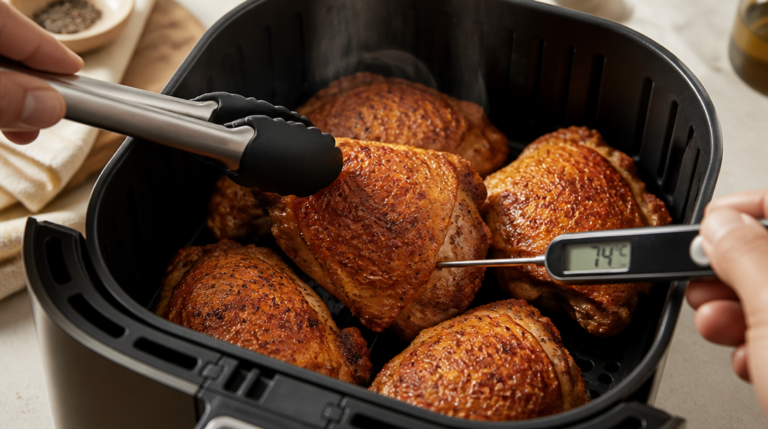 Cuisson de la cuisse de poulet à l’airfryer avec peau croustillante