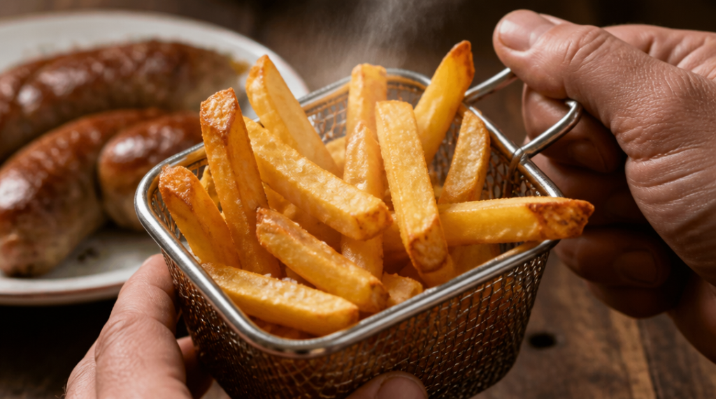 Frites maison croustillantes, parfaites avec andouillette grillée
