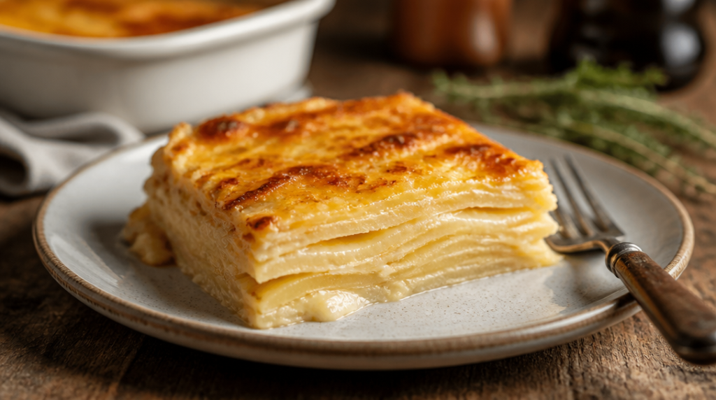 Gratin dauphinois doré aux tranches fines et cœur crémeux