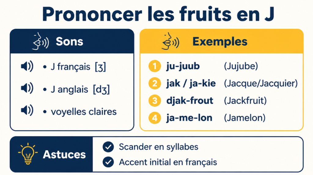 Infographie récapitulative sur la prononciation des noms en J