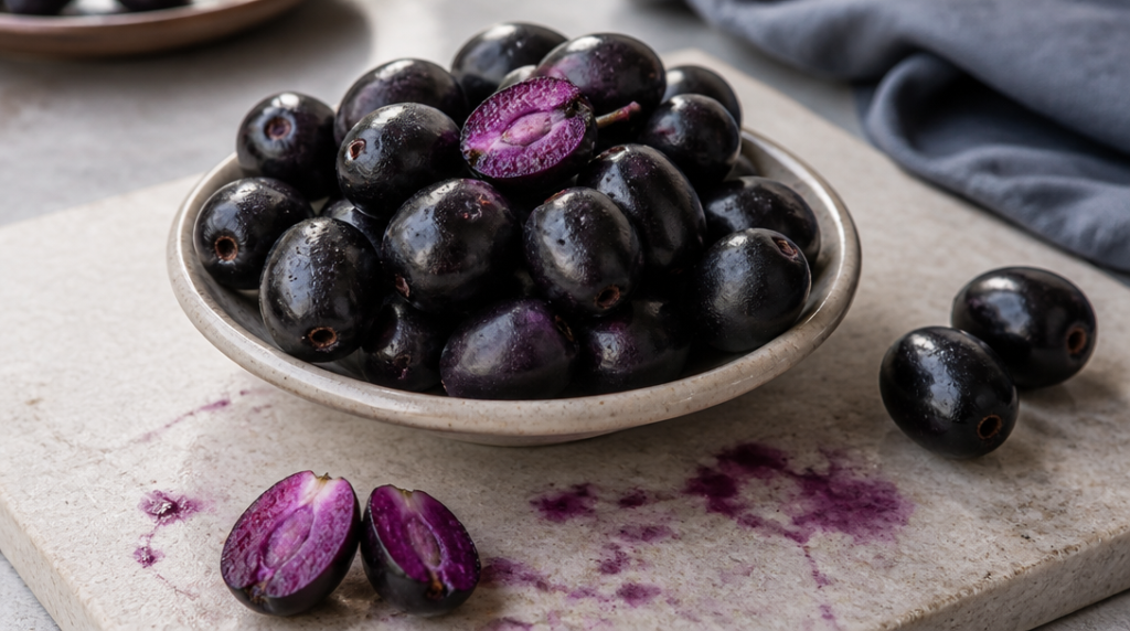 Jamelon java plum jamun, chair pourpre juteuse