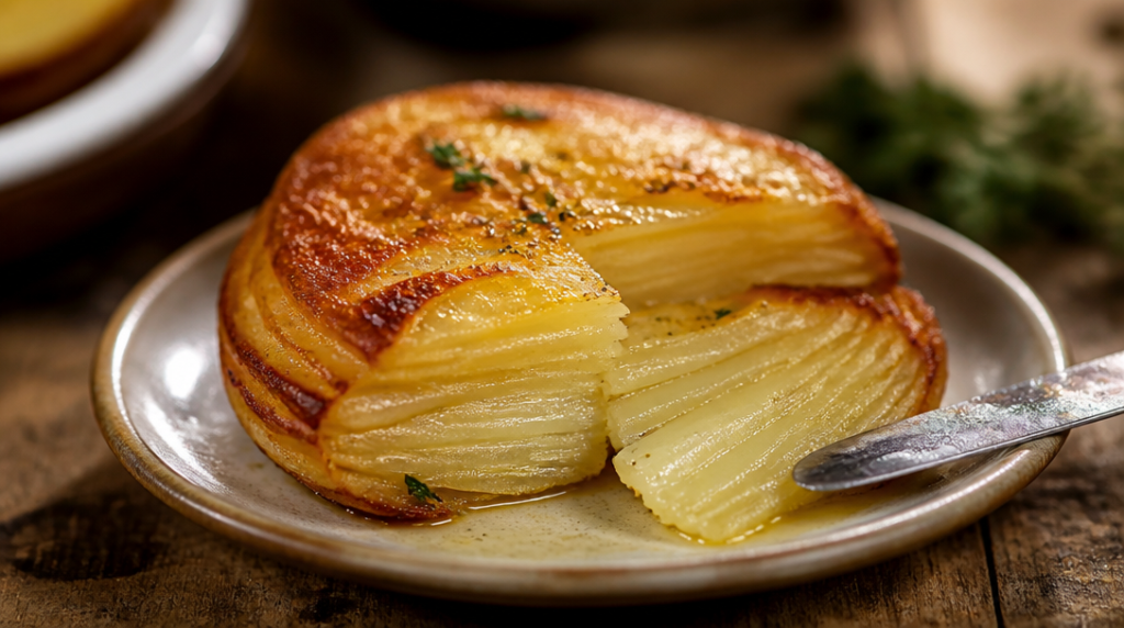 Mille-feuilles de pommes de terre aux bords croustillants
