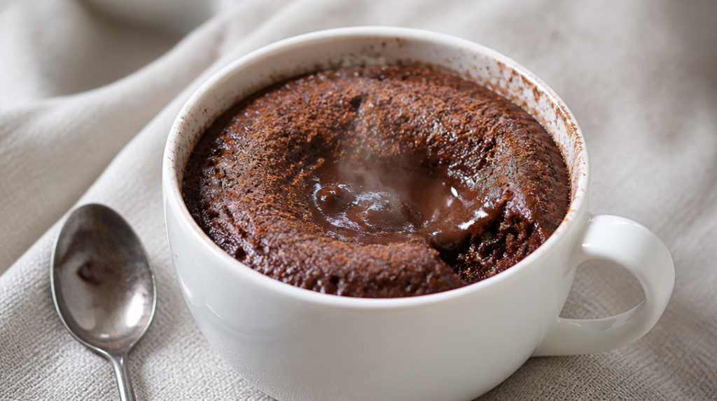 Mug cake protéiné au chocolat, cœur encore moelleux