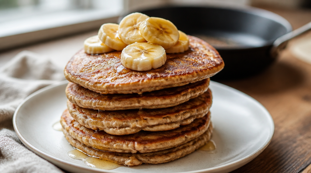 Pancakes protéinés banane-avoine, moelleux et dorés