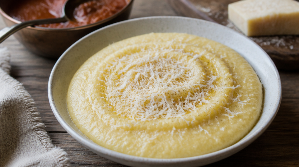 Polenta crémeuse sans gluten pour plat en sauce