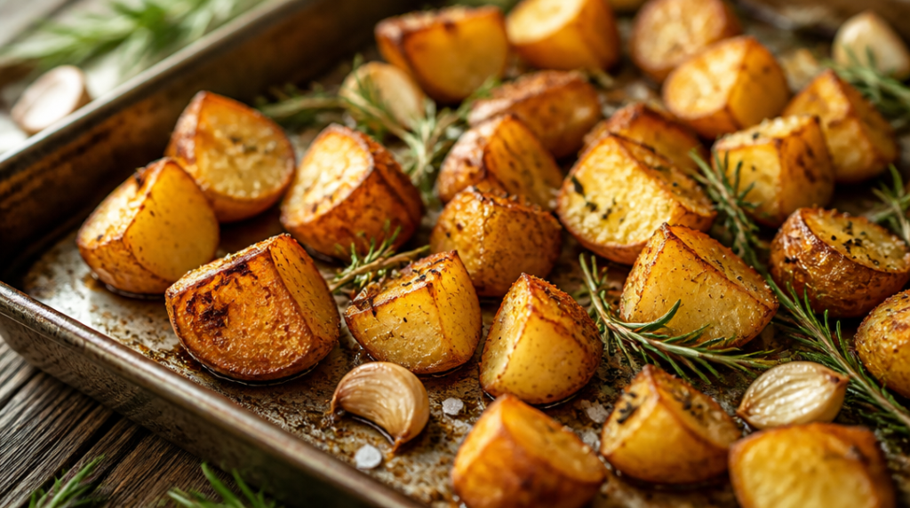 Pommes de terre rôties croustillantes au romarin et à l’ail