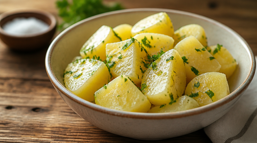 Pommes vapeur persillées brillantes au beurre fondu