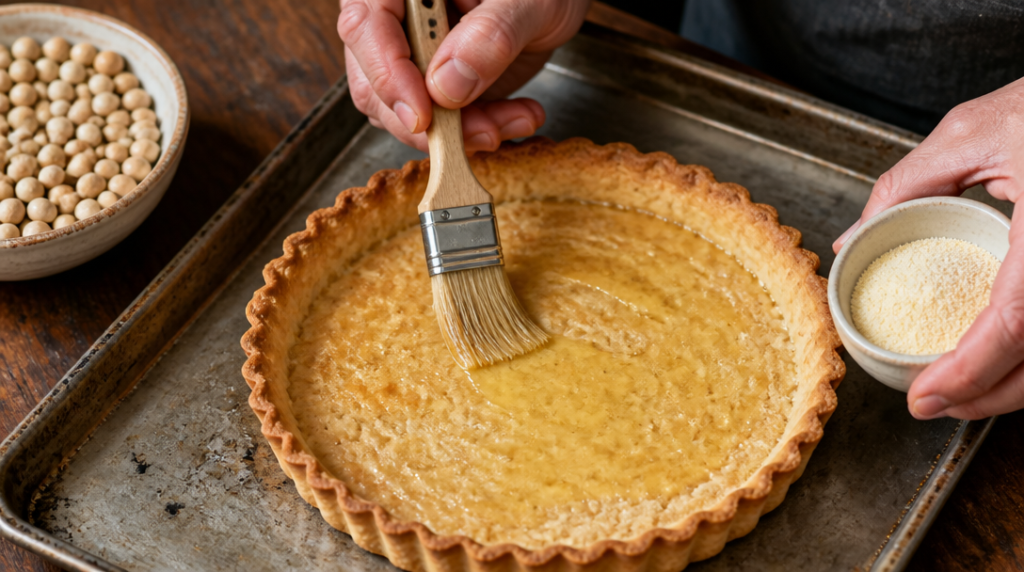 Fond de tarte précuit badigeonné de moutarde fine