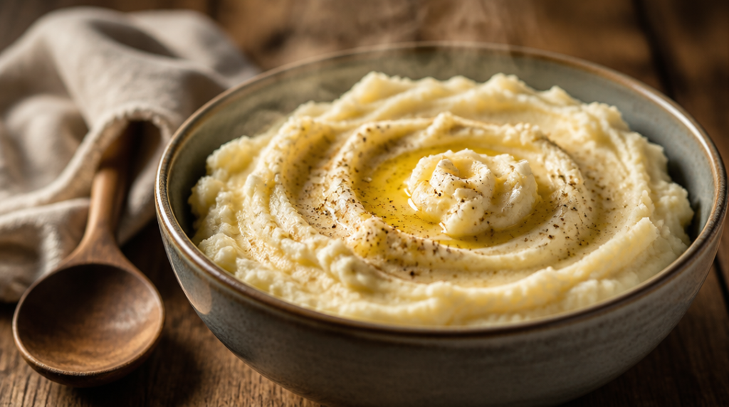 Purée de pommes de terre crémeuse avec beurre fondu