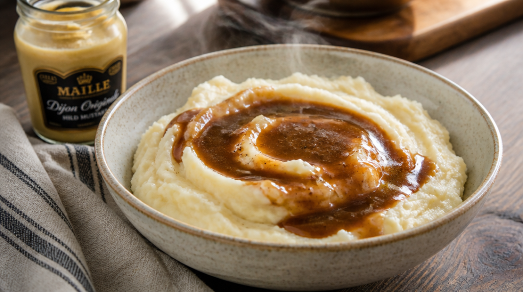 Purée de pommes de terre onctueuse au jus de carbonade