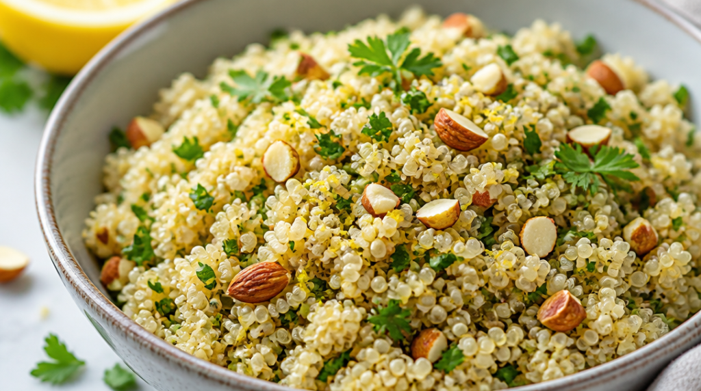 Quinoa aux herbes avec zeste de citron et amandes