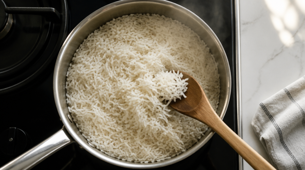 Casserole de riz basmati aux grains longs et séparés