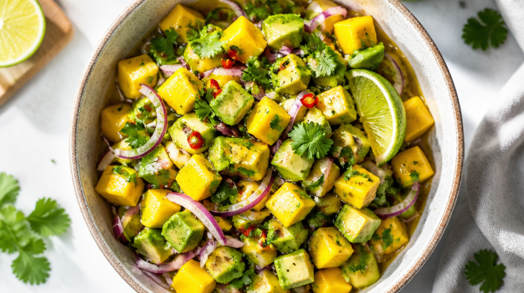Salade mangue avocat au citron vert et coriandre