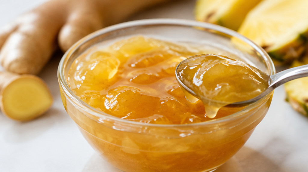 Sauce aigre-douce à l’ananas, brillante et gingembrée