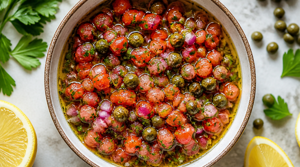 Sauce vierge tomate et câpres, fraîche et acidulée