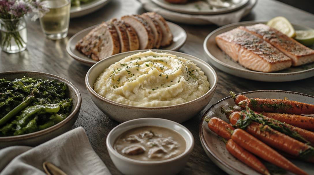 Accompagnement pour purée avec viandes légumes et poisson