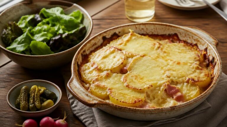 Accompagnement pour une tartiflette avec salade et pickles