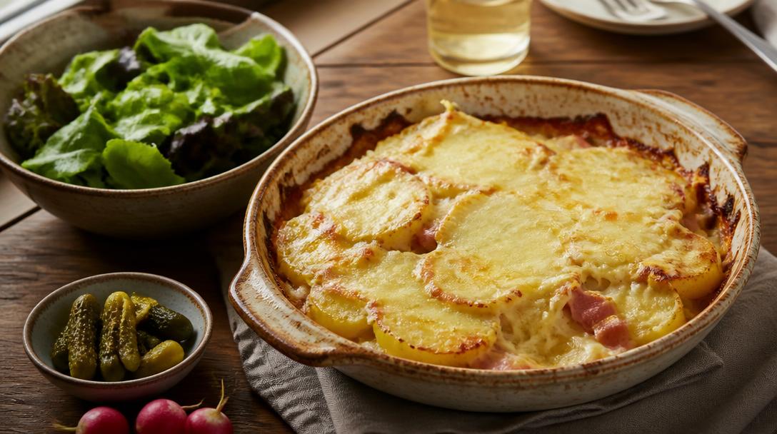 Accompagnement pour une tartiflette avec salade et pickles