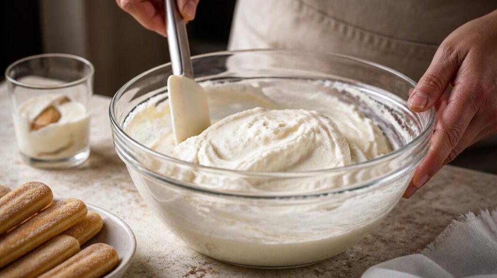 Mélange de mascarpone et fromage blanc onctueux
