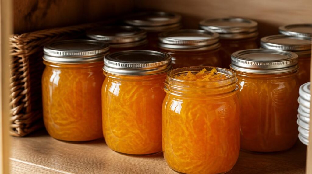 Bocaux stérilisés de marmelade d'oranges amères